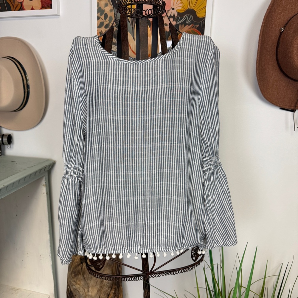 Aeropostale Navy and White Striped Blouse